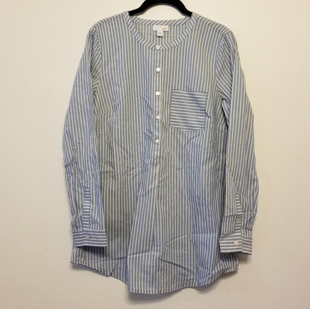 J.Jill blue & white stripe cotton tunic/blouse - cream /French blue
